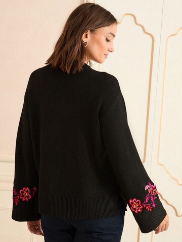 Pull-over love & roses en noir