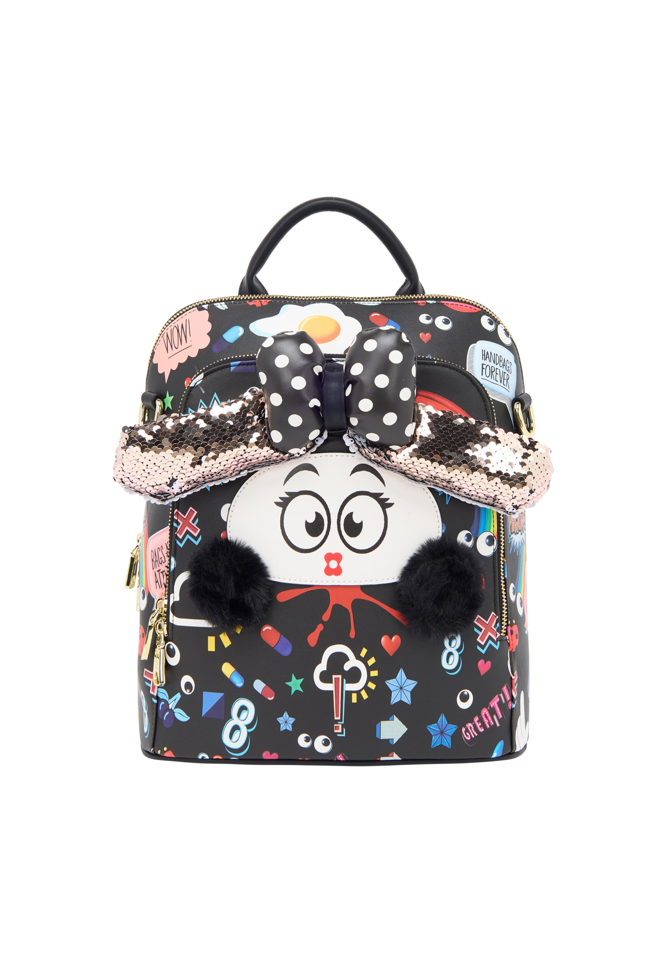 MYMO Batoh 'Pop Eyetheme' – černá: přední strana