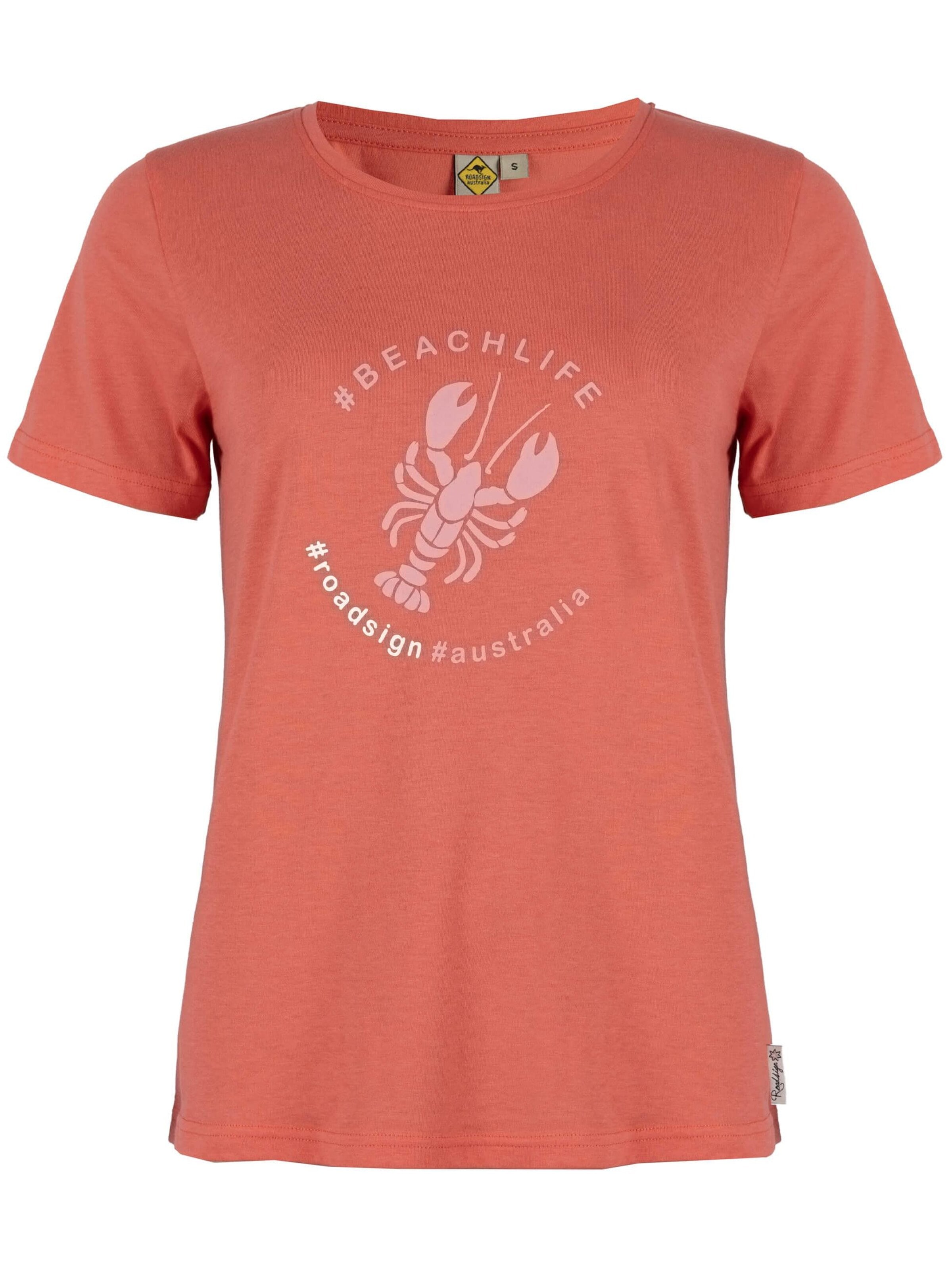 ROADSIGN australia Shirt 'T-Shirt Lobster stylisches Printshirt aus reiner Baumwolle mit hohem Tragekomfort' in Red: front
