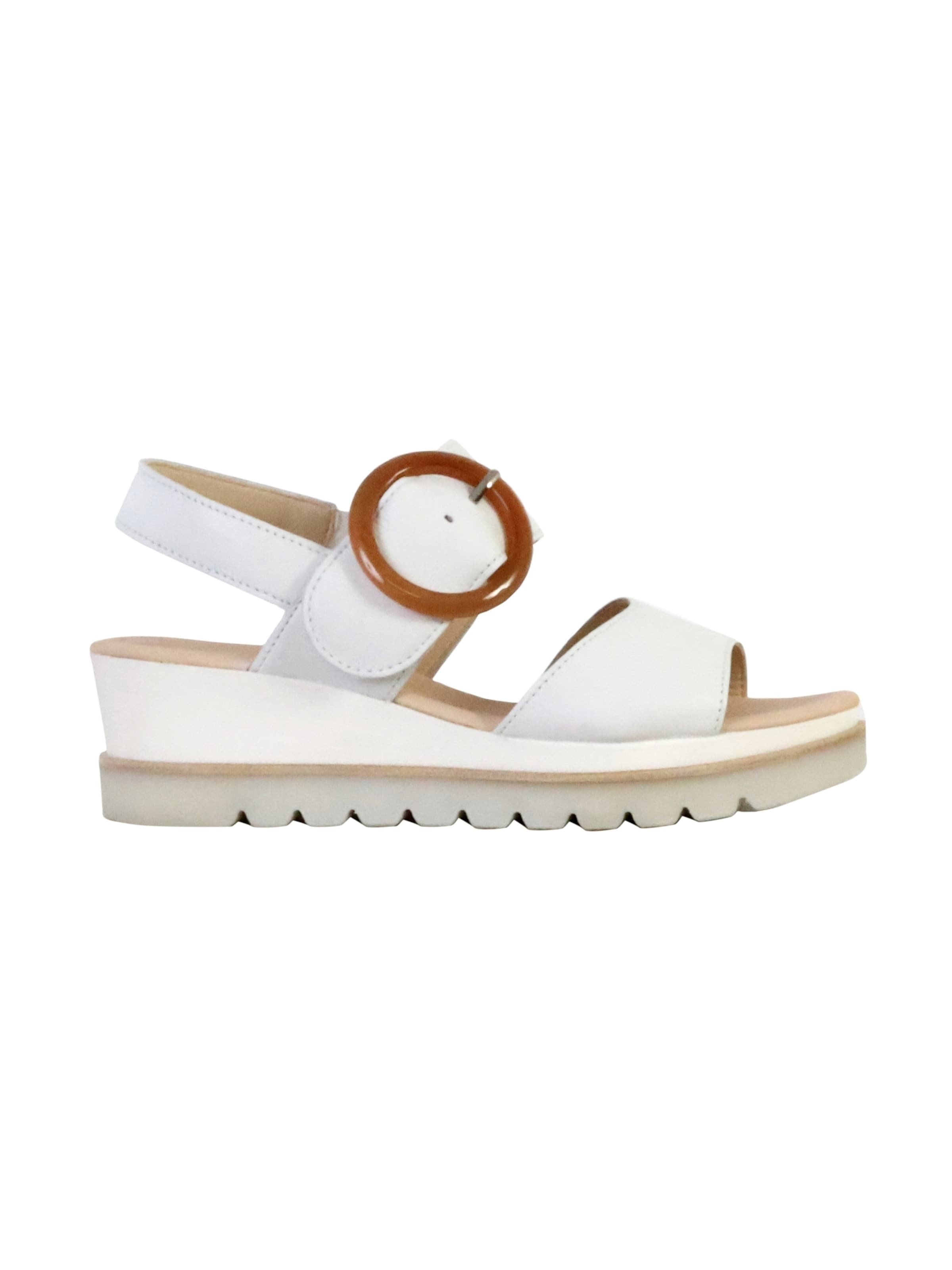 GABOR - Sandalias 'Sandalen mit Keilabsatz aus Satinleder in Metallic-Optik' en blanco