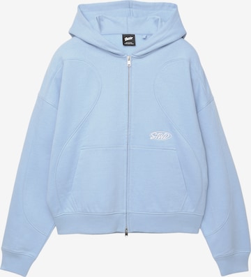 Pull&Bear Zip-Up Hoodie 'STWD' in Light Blue ABOUT YOU