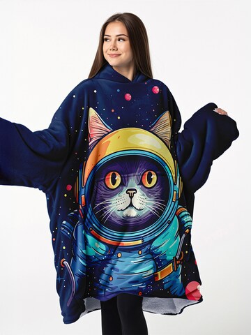 Mr. Gugu & Miss Go Bluzka sportowa 'Astronaut Cat Kocobluza Huggie Blanket Unisex One Size Mr. Gugu & Miss Go' w kolorze niebieski