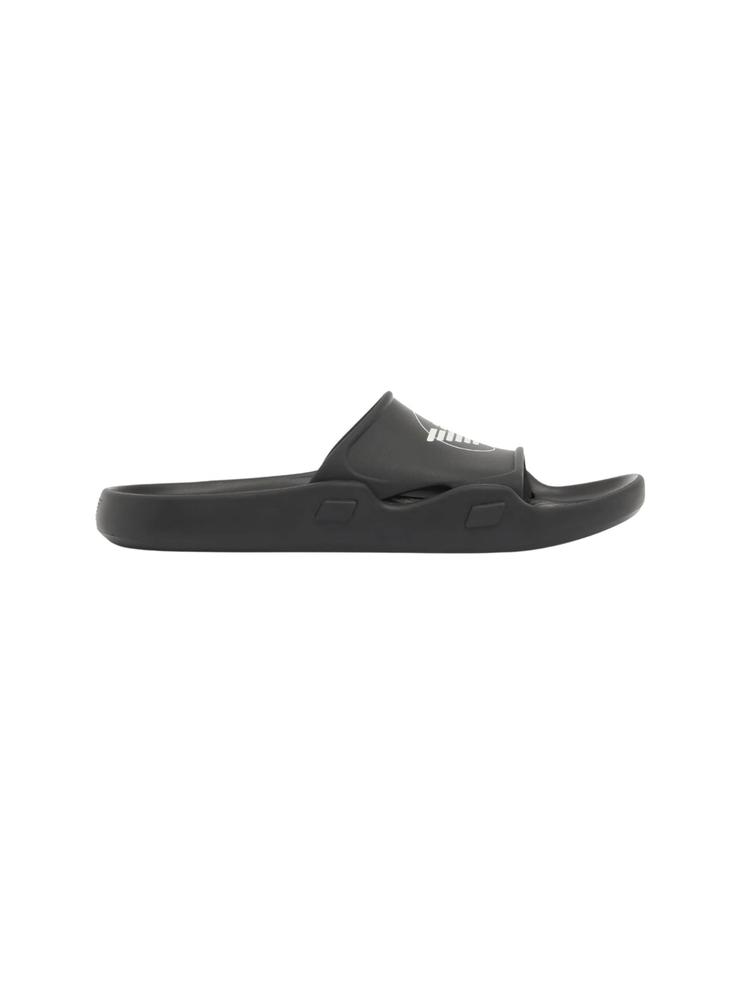 Emporio Armani - Zapatos abiertos 'Shaped Sliders with Eagle' en negro: frente