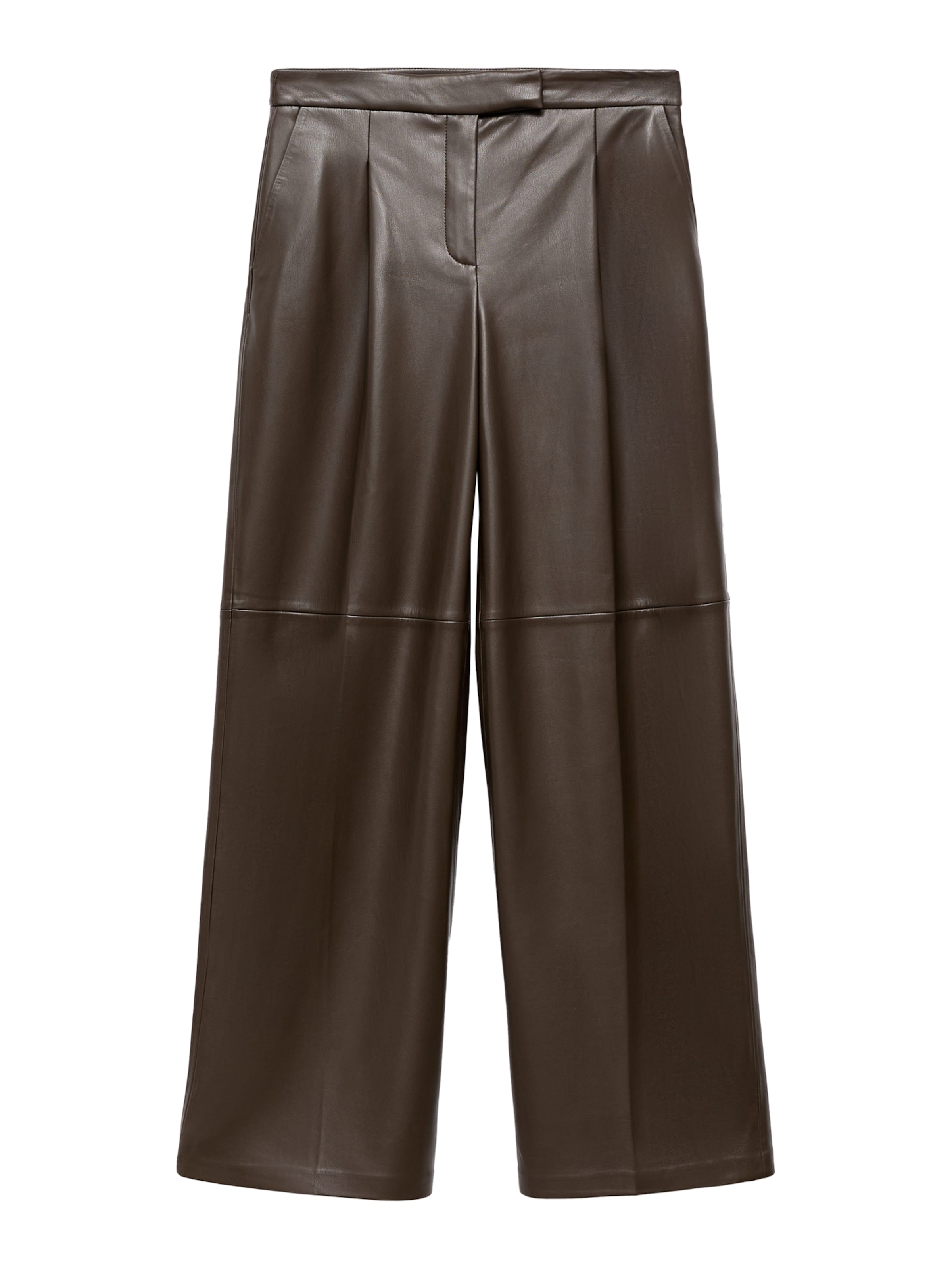 MANGO Široký strih Plisované nohavice 'Riga' - Hnedá: predná strana