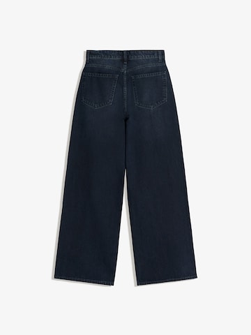 Bershka Широки крачоли Дънки в синьо
