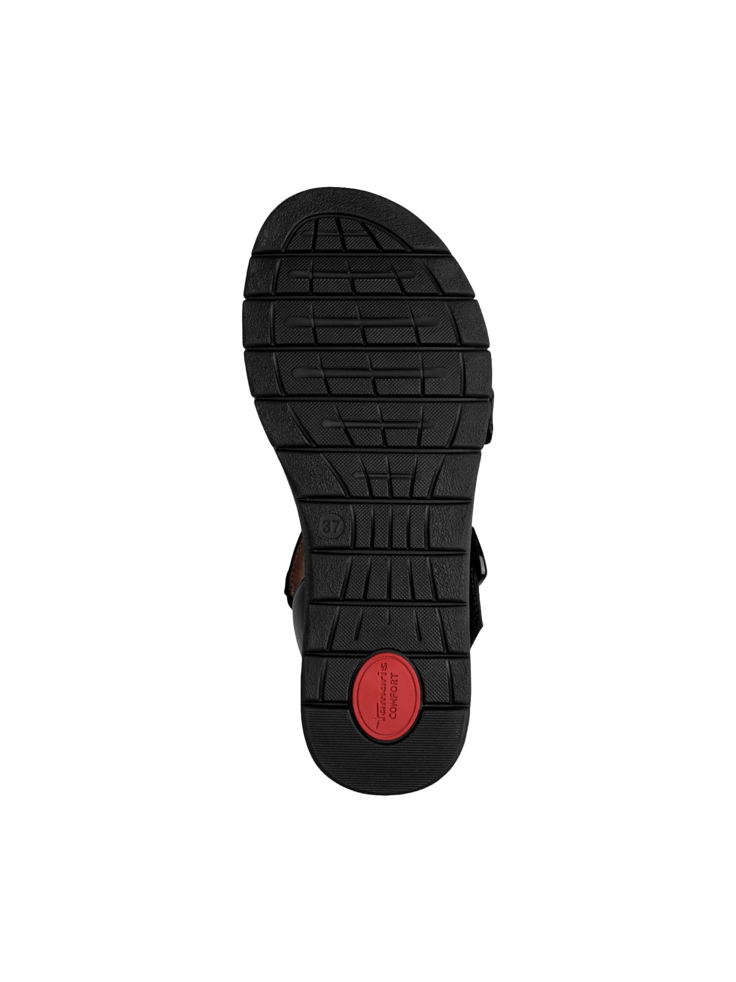 Sandales 'Bequeme Ledersandalen mit Keilabsatz' Tamaris en noir