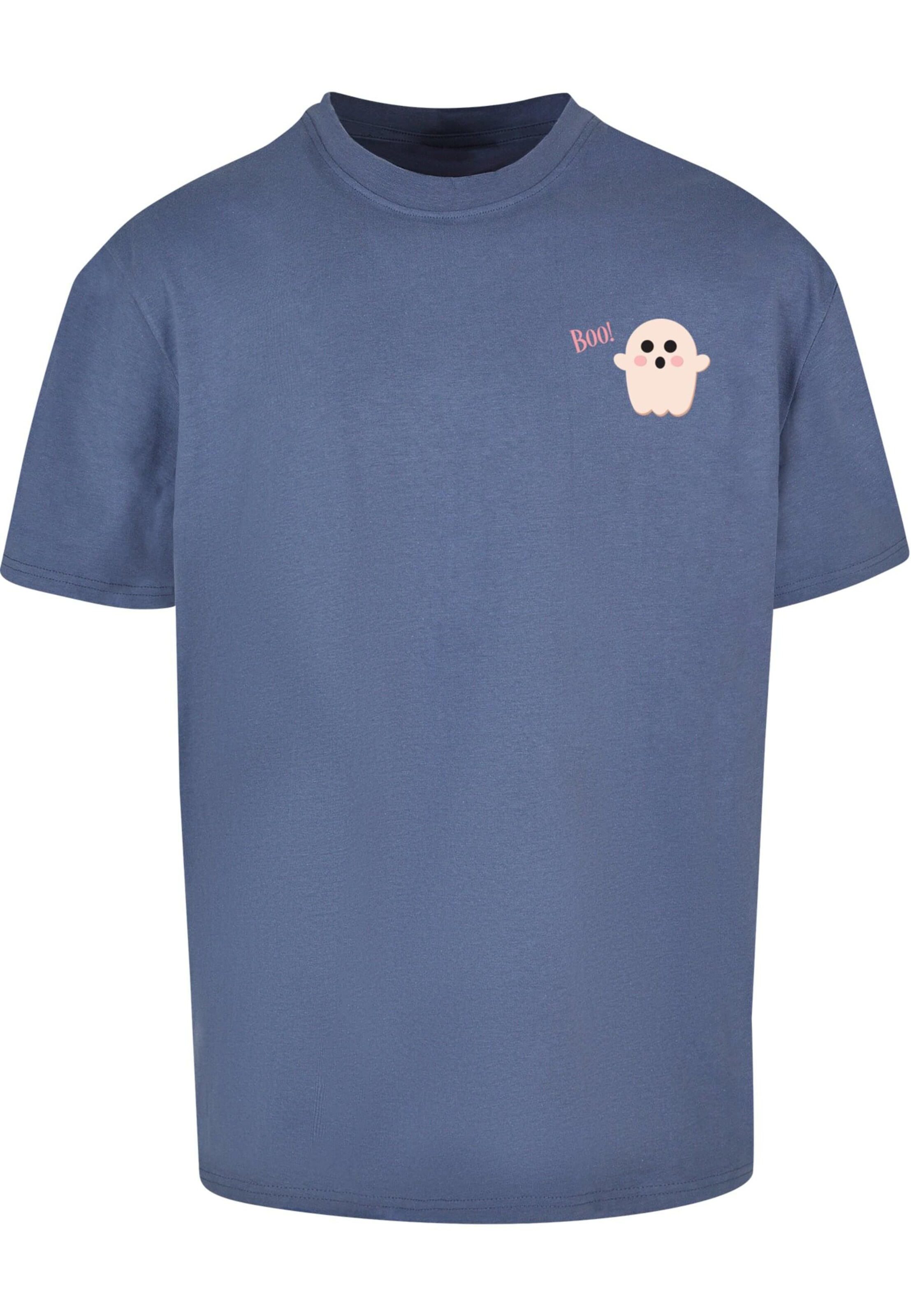 Merchcode T-Shirt 'Halloween - Boo Ghost' in Blau: Vorderseite