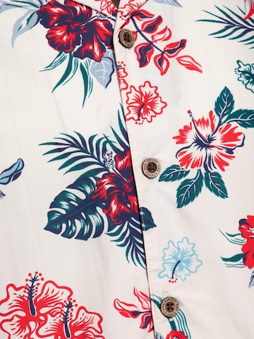 King Kerosin Regular fit Button Up Shirt 'Hibiscus' in White