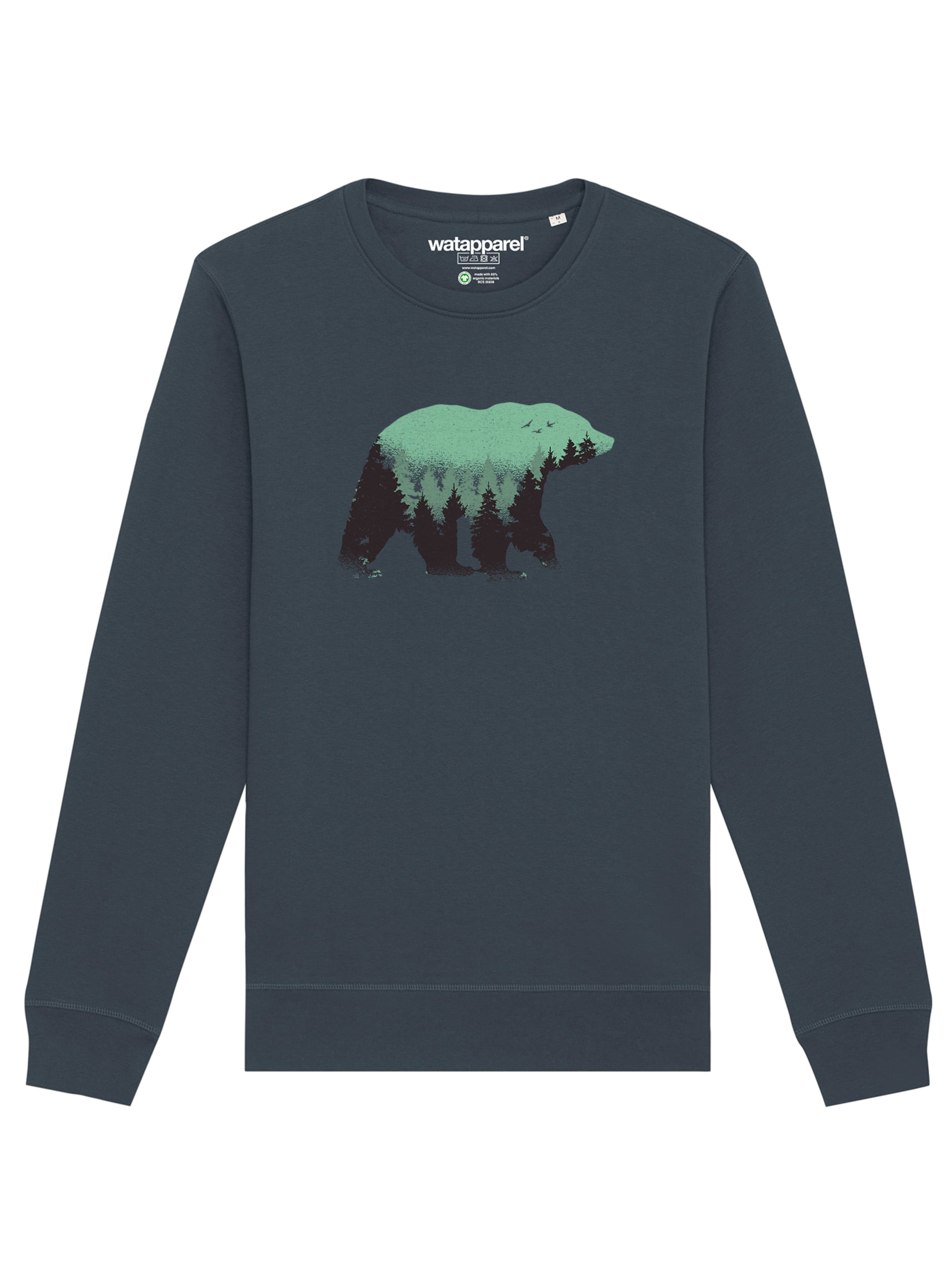 Sweat-shirt ' Waldbär ' Watapparel en gris : devant