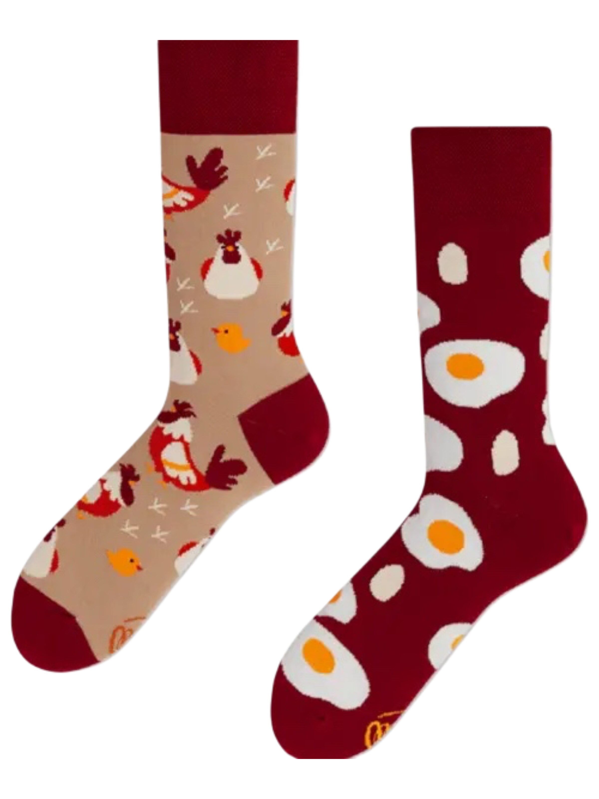 Many Mornings Socks 'Many Mornings Egg and Chicken' in Red: front