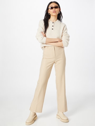 Monki - Pierna ancha Pantalón de pinzas en beige