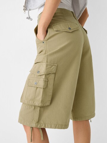 Wide Leg Pantalon cargo Bershka en vert