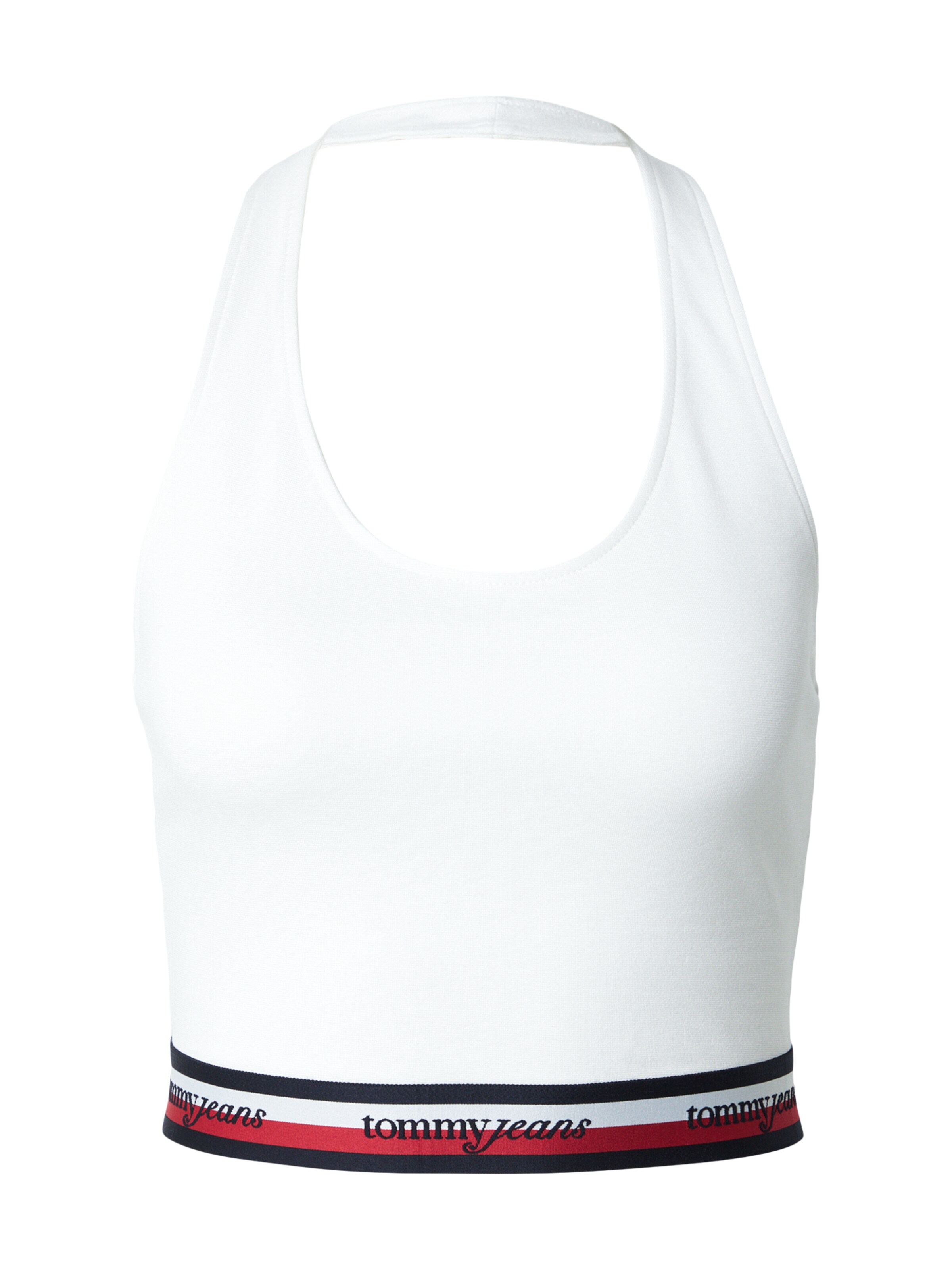 Top de la Tommy Jeans pe alb: față
