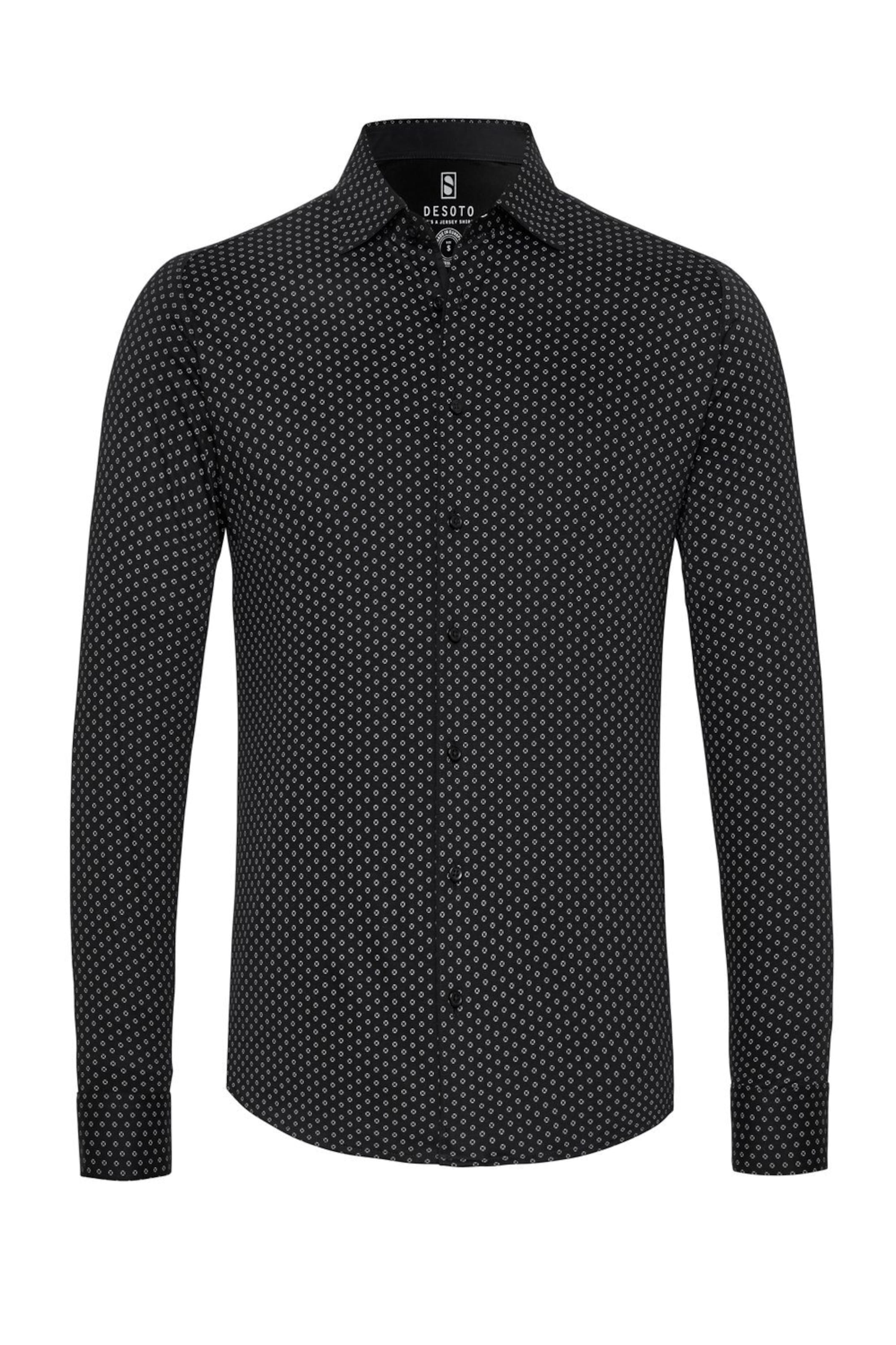DESOTO Slim fit Button Up Shirt in Black: front