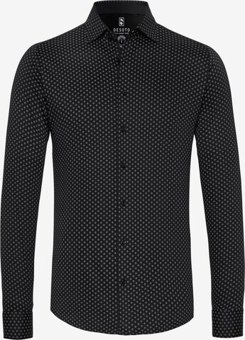 DESOTO Button Up Shirt in Black: front