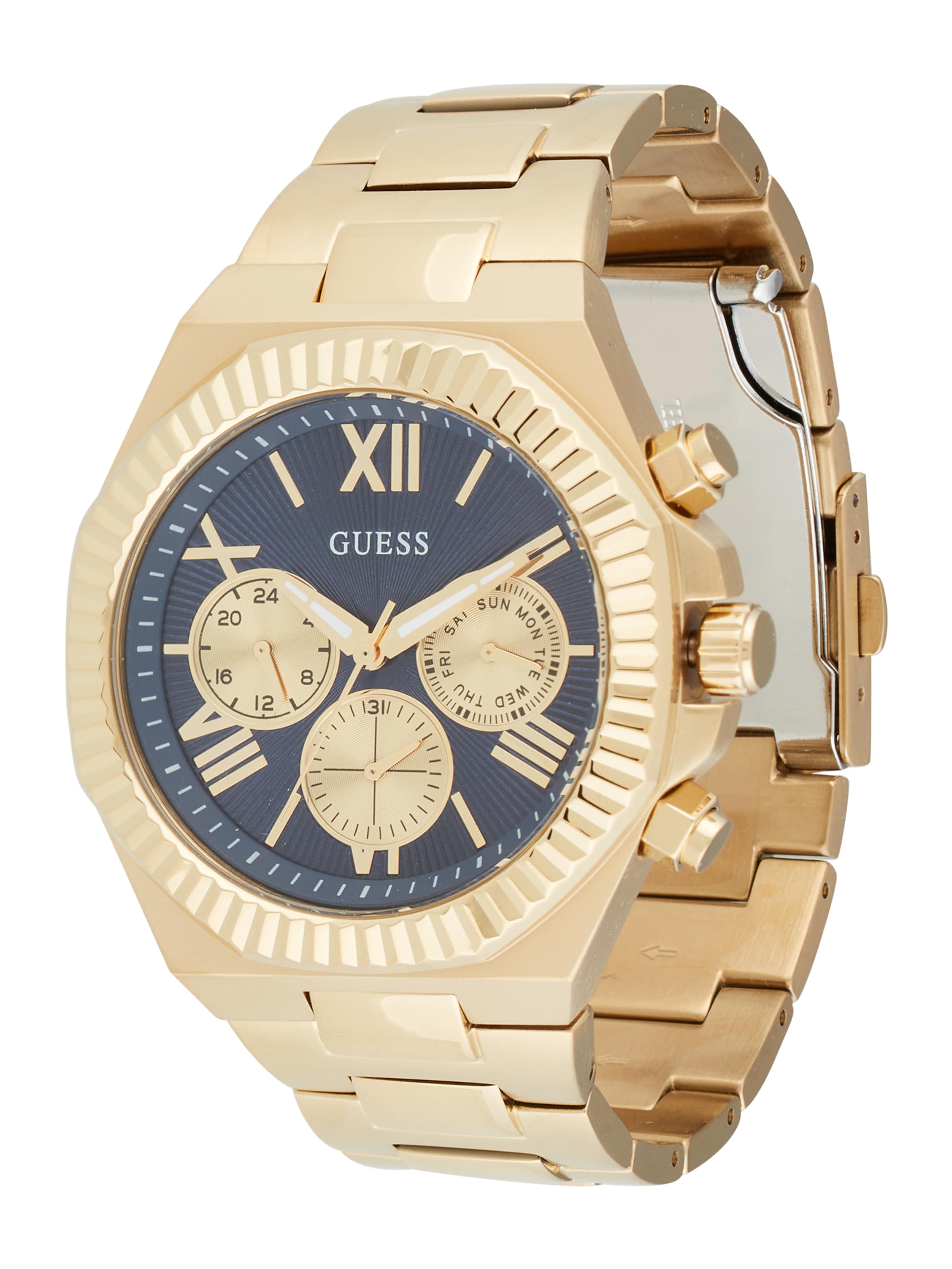 GUESS Analogové hodinky – zlatá: přední strana