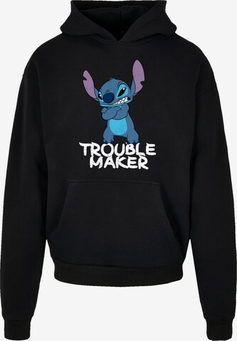F4NT4STIC Sweatshirt 'Disney Lilo & Stitch Trouble Maker' in Zwart: voorkant