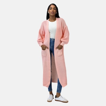 Elara Gebreide mantel in Roze: voorkant