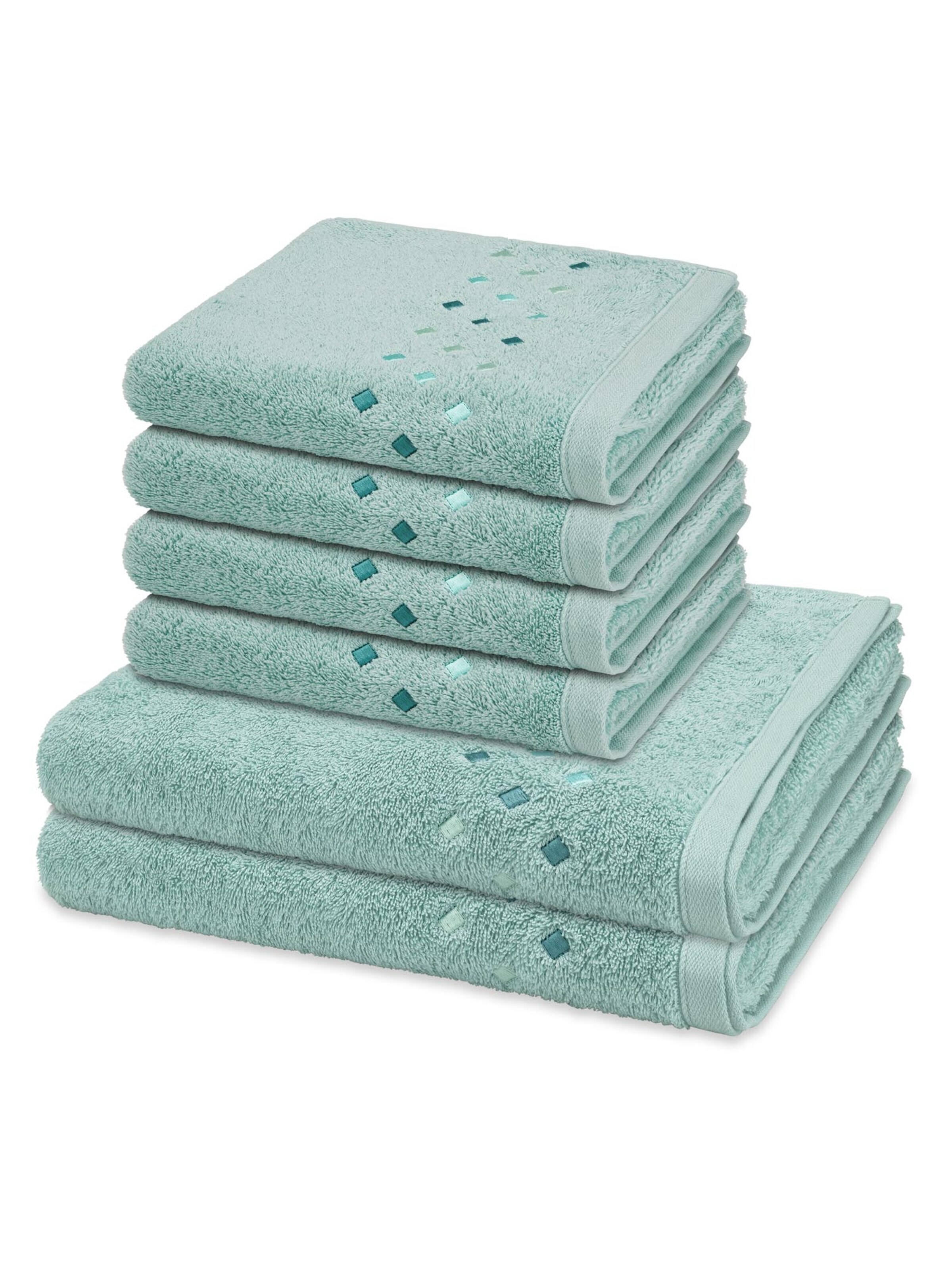 ROSS Handdoek 'Stoneline' in Blauw: voorkant