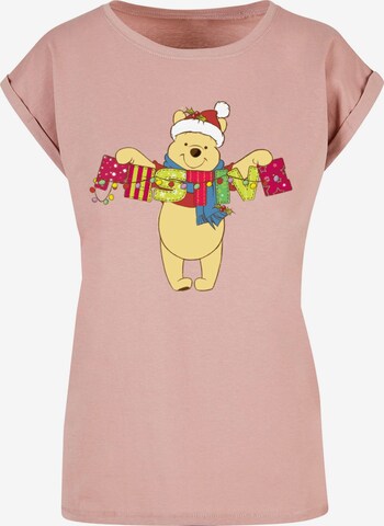 ABSOLUTE CULT Shirt 'Winnie The Pooh - Festive' in Roze: voorkant