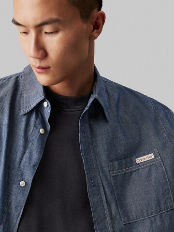 Calvin Klein Jeans Regular fit Button Up Shirt in Blue