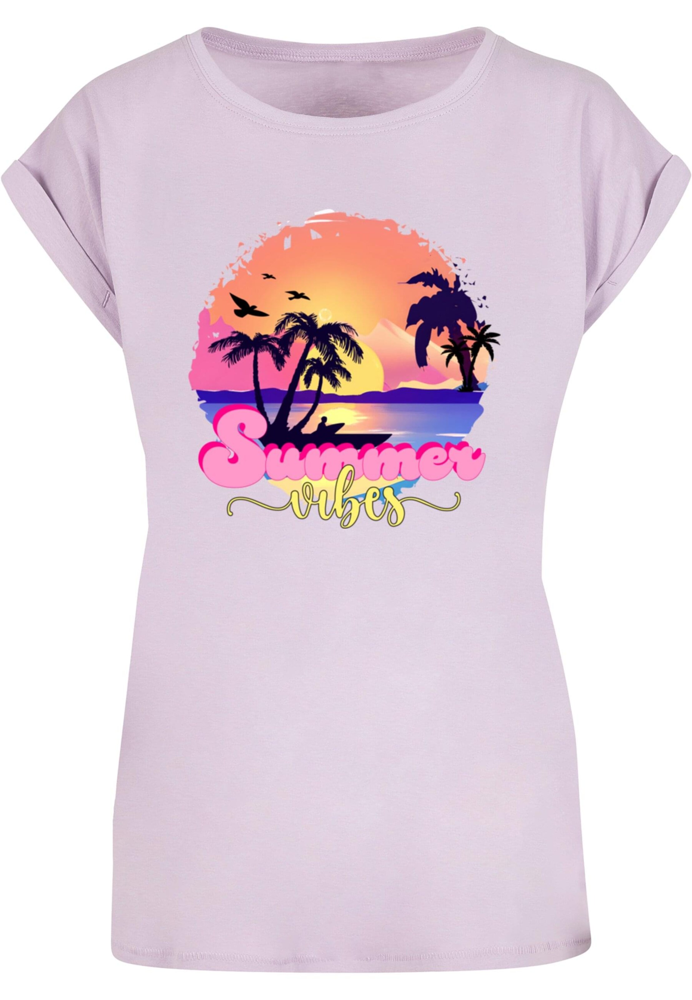 Merchcode T-Shirt 'Summer Vibes Sunset' in Lila: Vorderseite