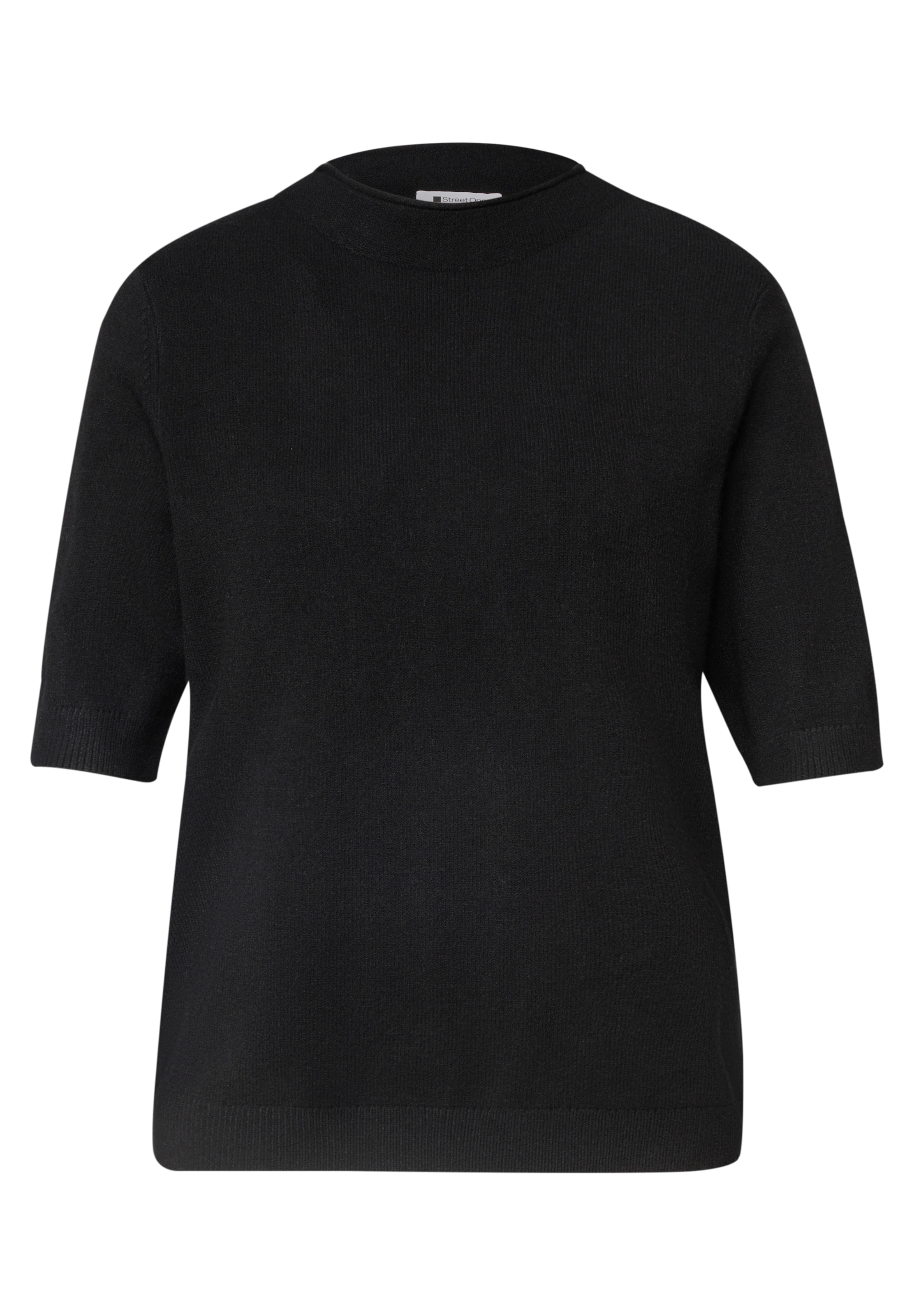 STREET ONE Kurzarm Pullover mit Turtle Neck in Schwarz: Vorderseite