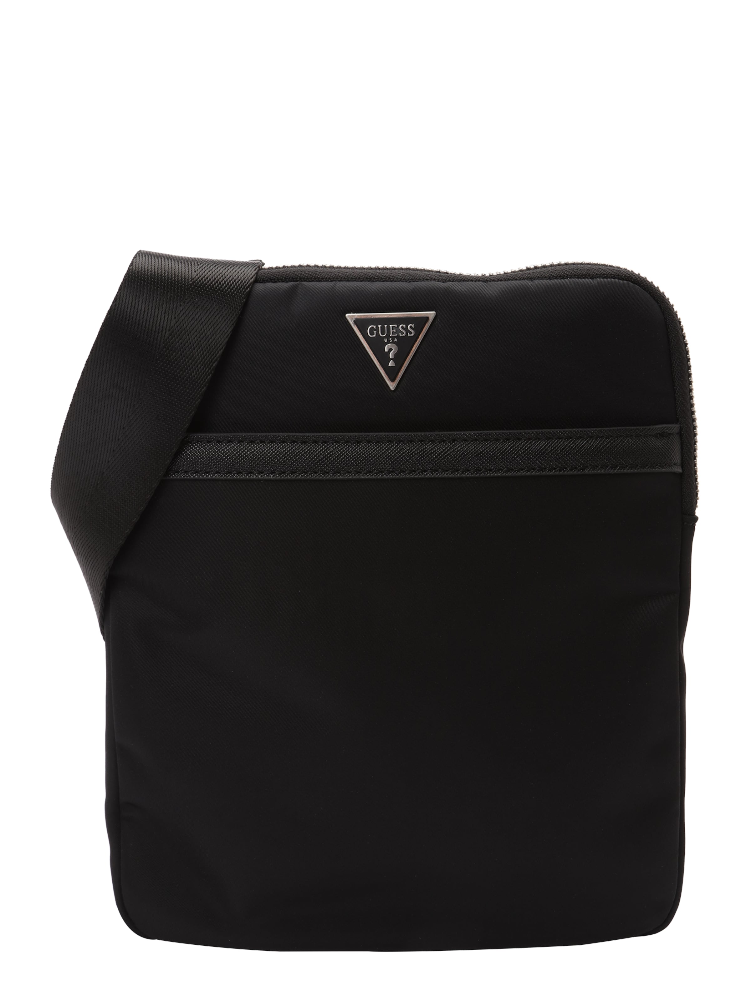 GUESS - Mala de ombro 'MILANO CROSSBODY FLAT' em preto: frente