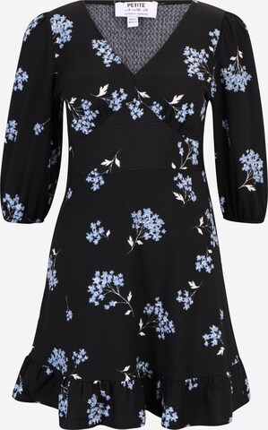 Dorothy Perkins PetiteHaljina '(Ay) Petite Blue Floral V Neck Mini Dres' - crna boja: prednji dio