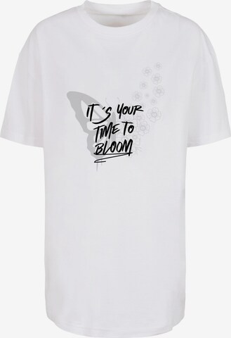 Maglia extra large 'It´s Your Time To Bloom' di Merchcode in bianco: frontale