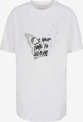 Merchcode Oversized Shirt 'It´s Your Time To Bloom' in White: front