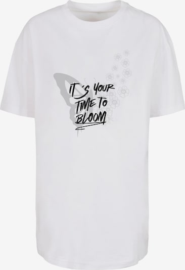 Merchcode T-shirt oversize 'It´s Your Time To Bloom' en gris / noir / blanc, Vue avec produit