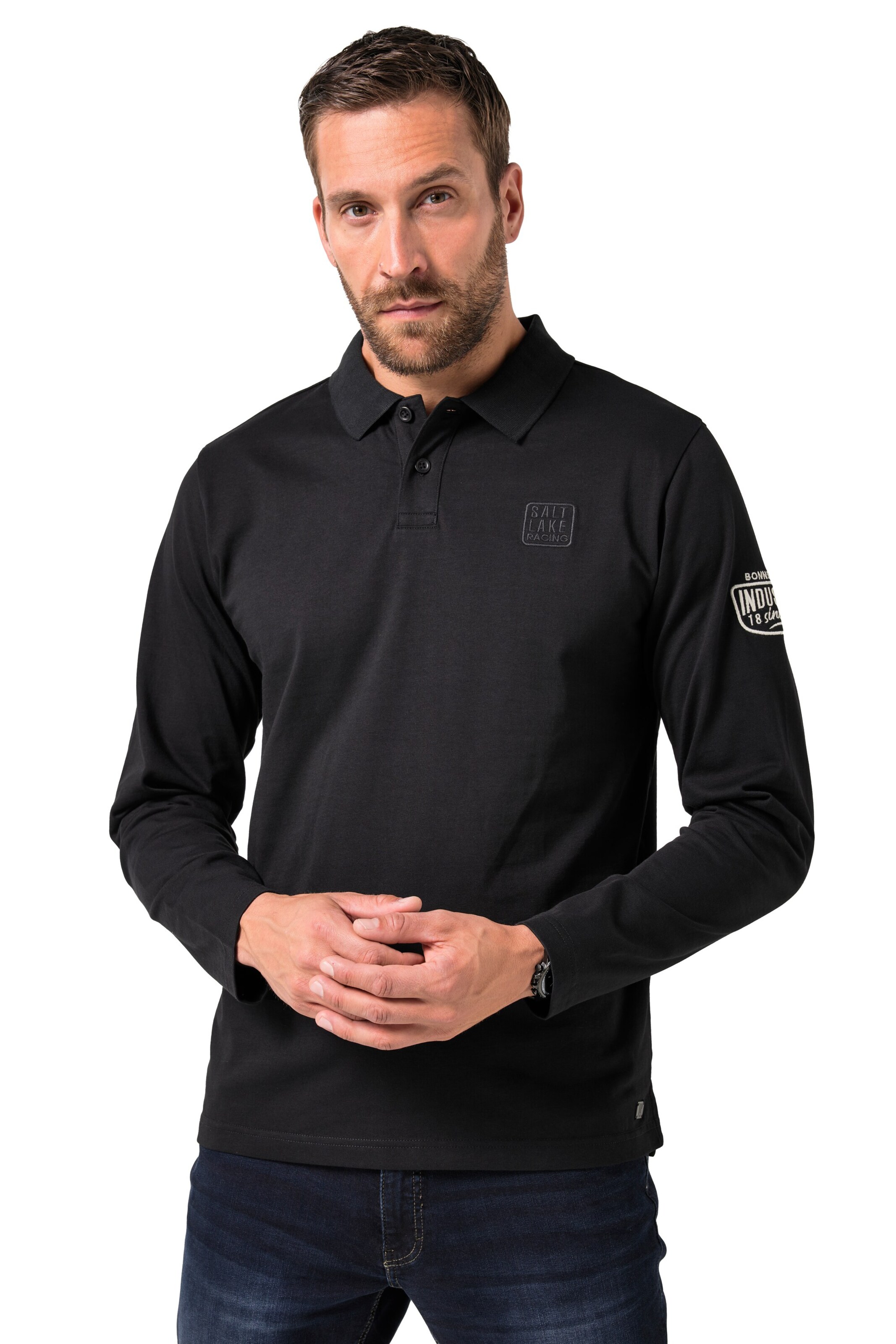 JP1880 Shirt in Schwarz: Vorderseite