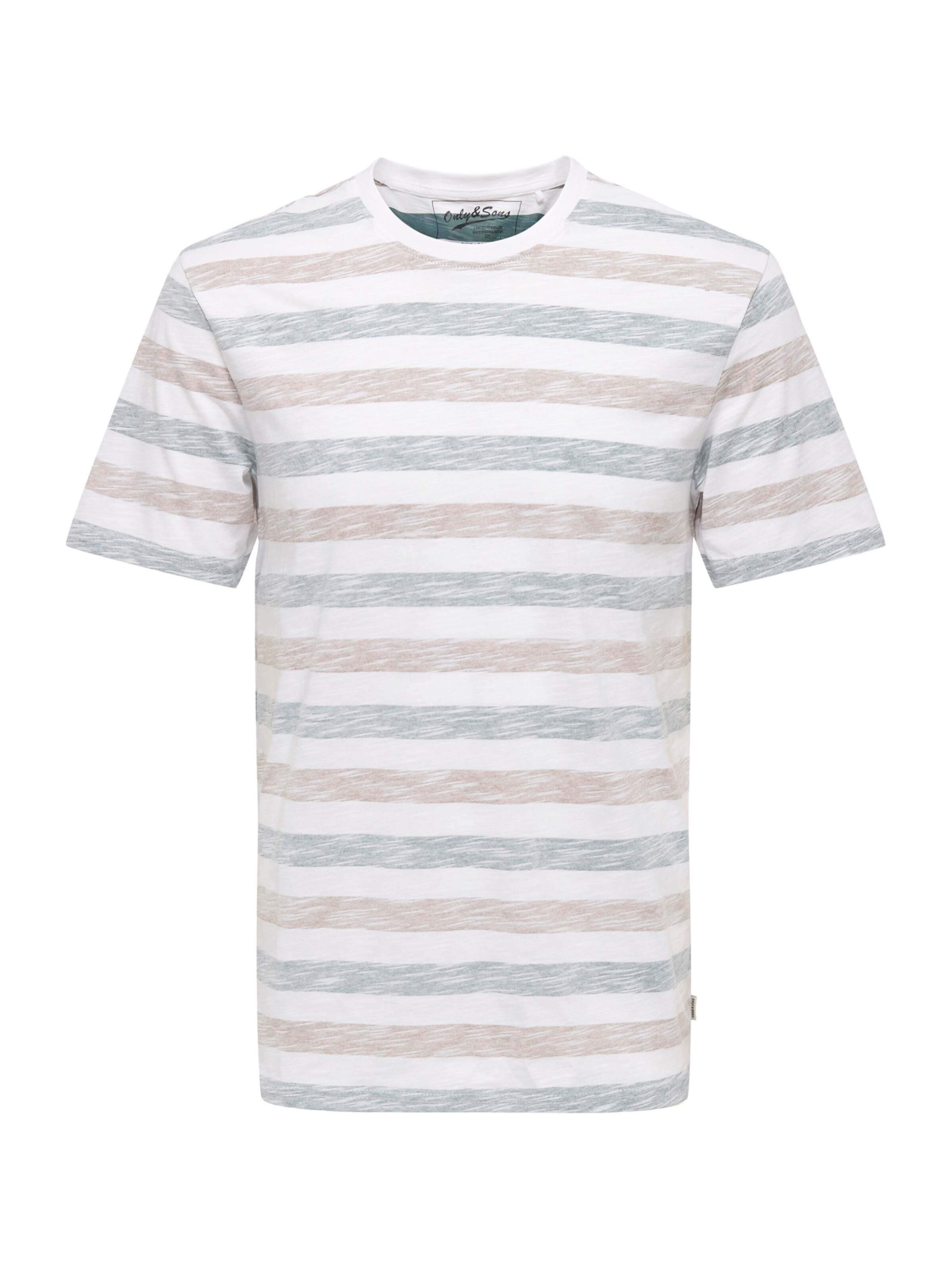 Only & Sons Футболка 'ONSMATHI' в Коричневый / Бензиновый / Белый, Обзор товара