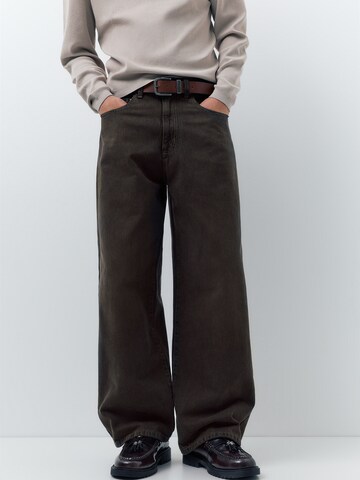 Pull&BearWide Leg/ Široke nogavice Traperice - smeđa boja: prednji dio