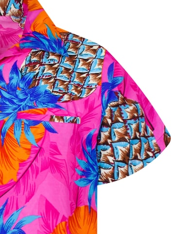 King Kameha Shirt 'Pineapple Hibiscus Shadow Line' in Pink