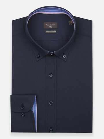 Camicia business 'Leonardo Sport Poplin Stretch Man Shirt Black' di 7Camicie in blu: frontale