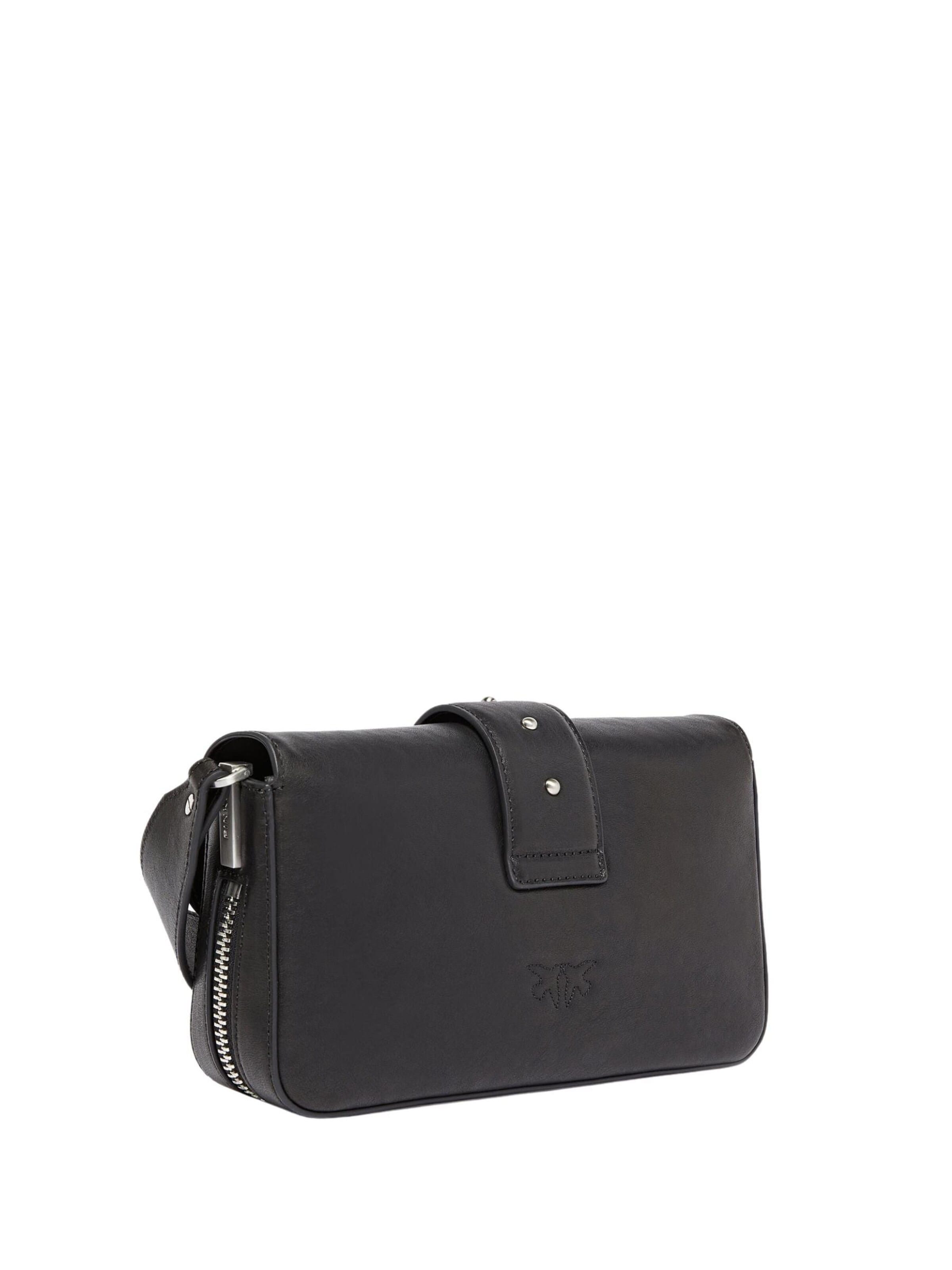 PINKO Taška přes rameno 'Pinko Sac Rabat Love One Slouchy Zip Mini Vite Noir' – černá