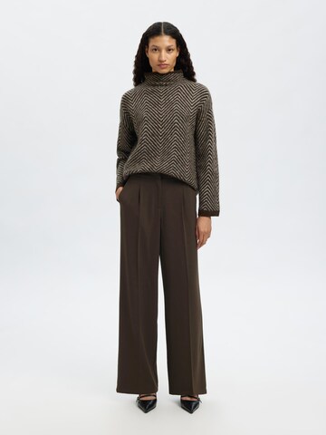 Wide Leg Pantalon 'TINNI' SELECTED en marron