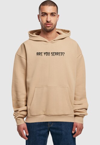 Merchcode Sweatshirt 'Halloween - Are You Scared' in Beige: voorkant