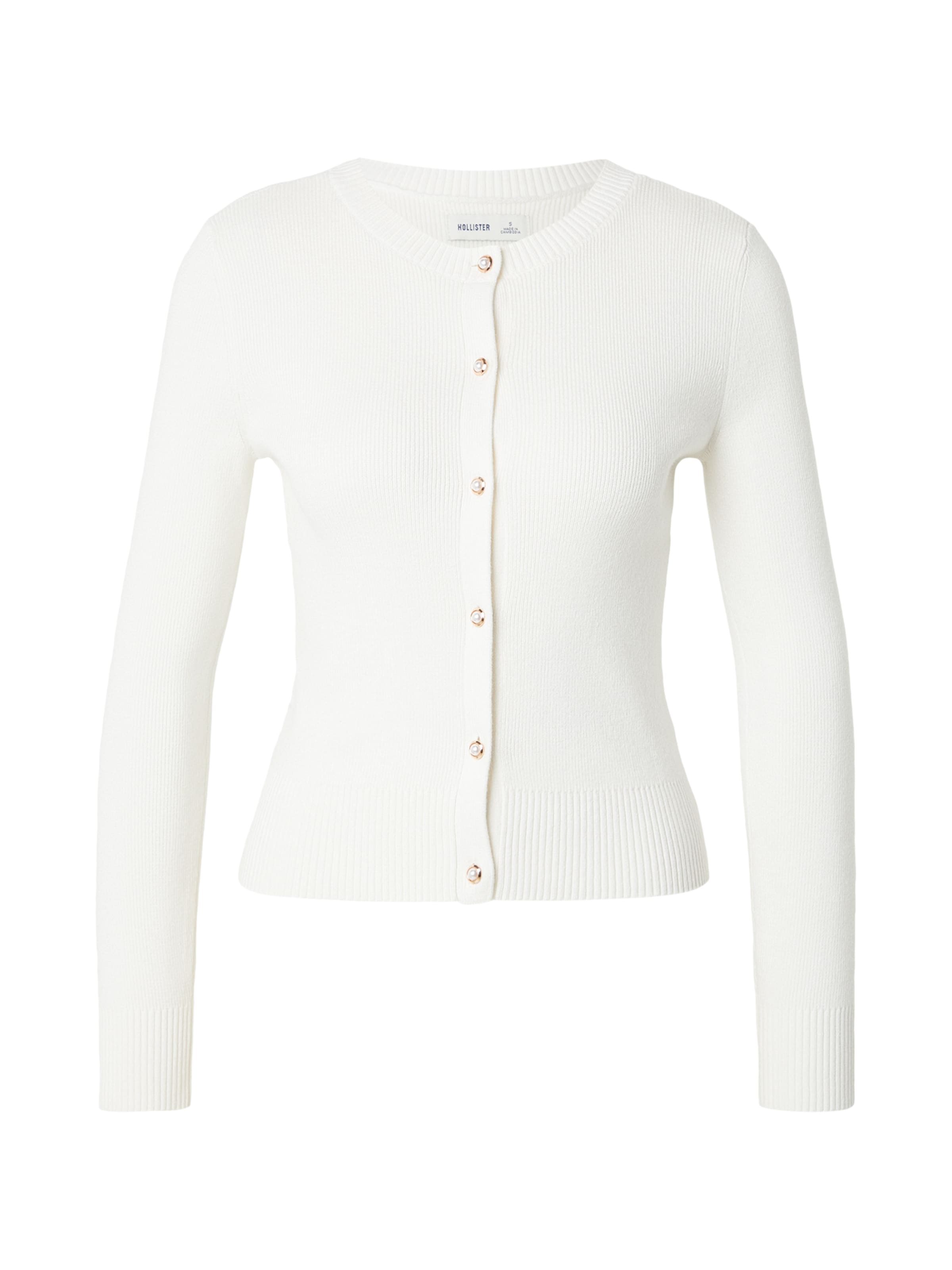 HOLLISTER Πλεκτή ζακέτα σε λευκό: μπροστά