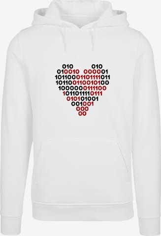 F4NT4STIC Sweatshirt 'I Love You 01001001 Binary Code Herz Valentinstag' in Weiß: Vorderseite