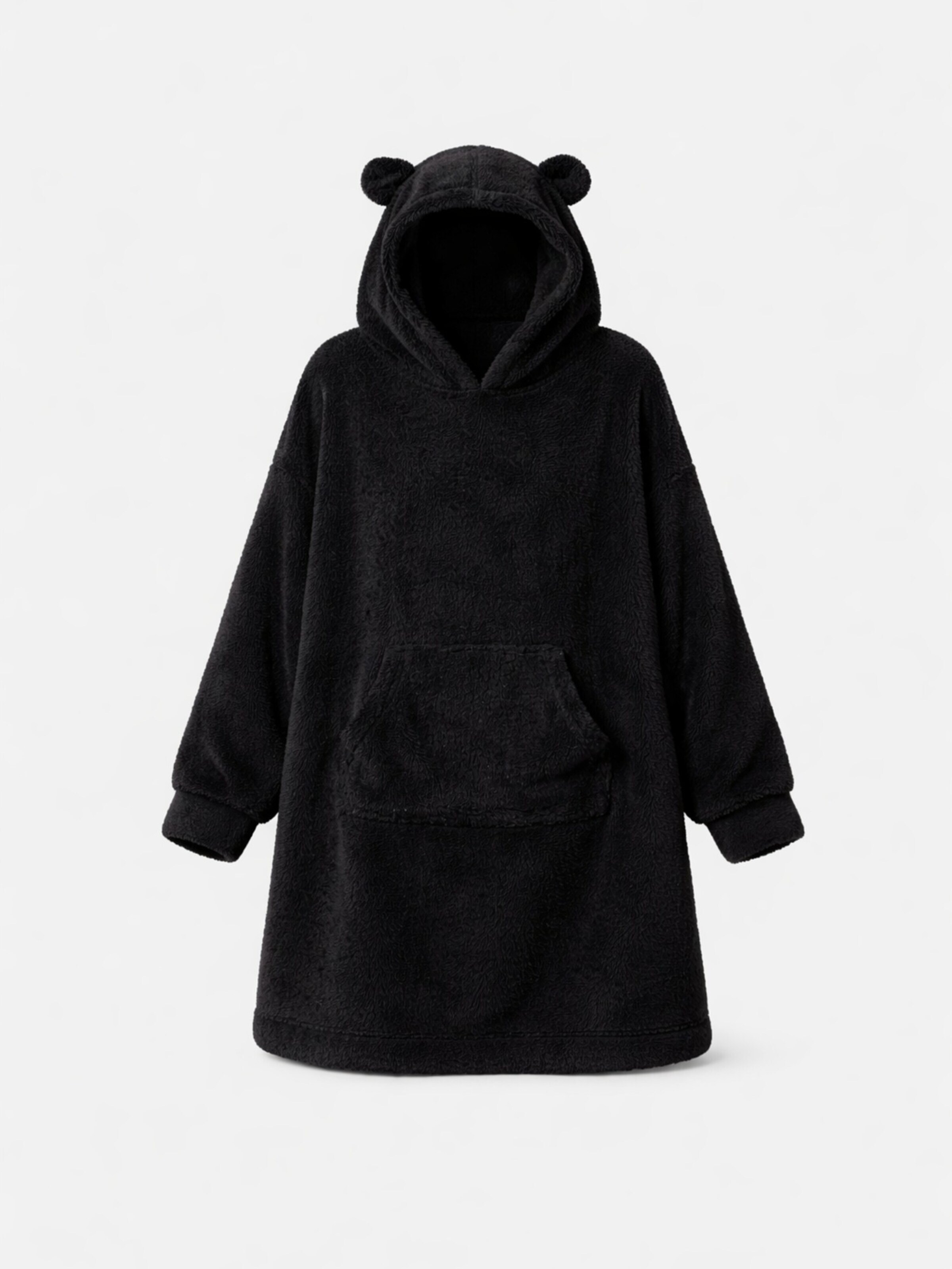 LEAFLETIC - Vestido talla grande 'Leafletic Women’s Oversize Hoodie' en negro: frente