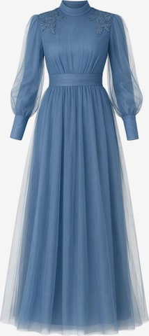 fashionshowcase Abendkleid 'MINEL' in Blau: Vorderseite