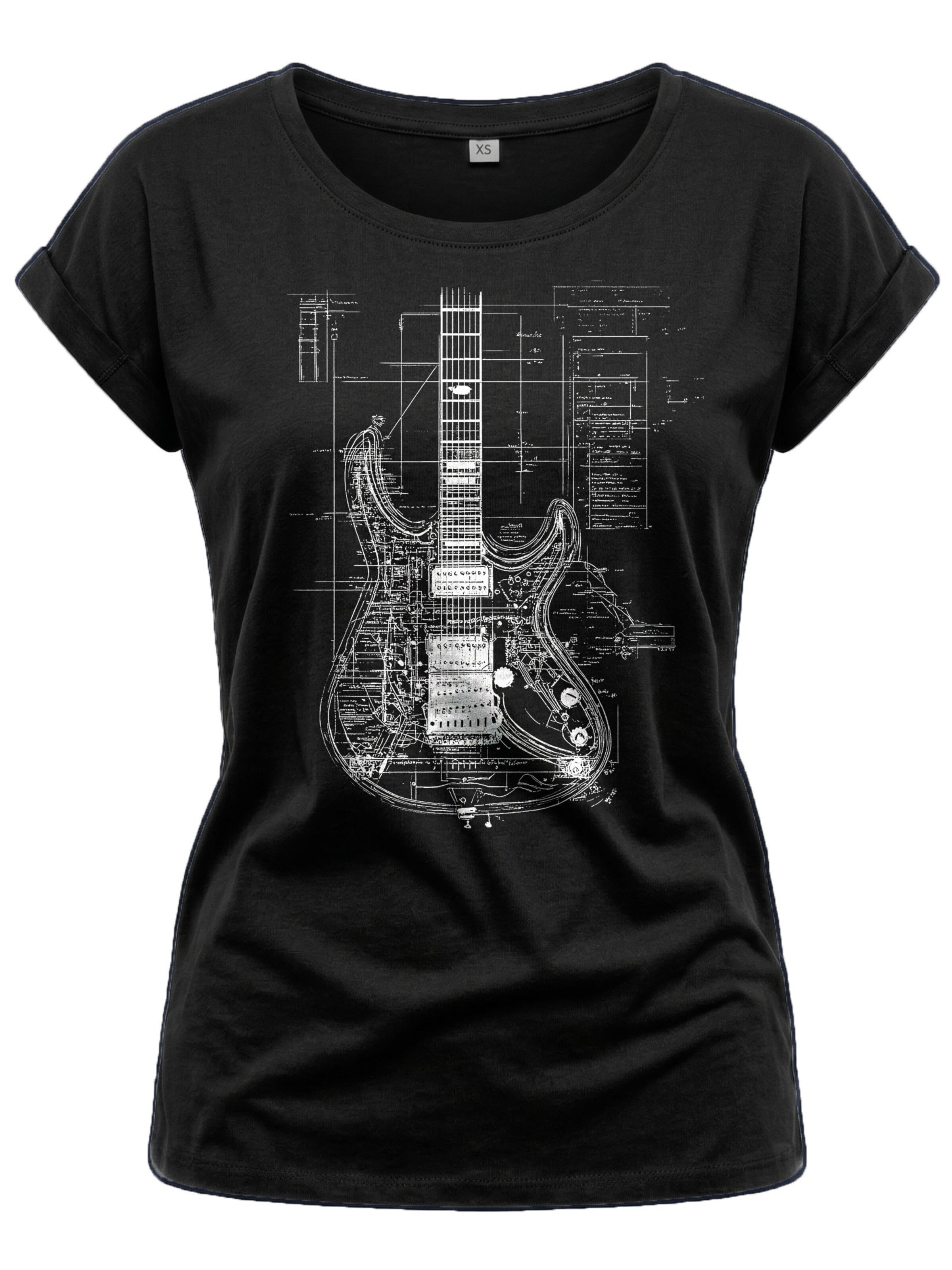 MAKAYA Shirt 'Guitar BluePrint' in Black: front
