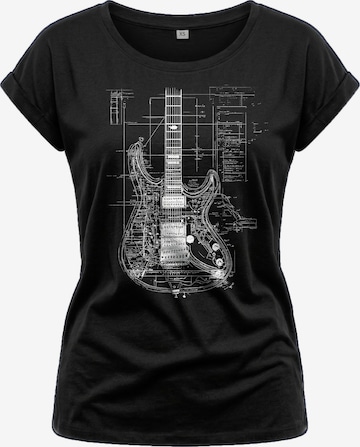 MAKAYA Shirt 'Guitar BluePrint' in Black: front