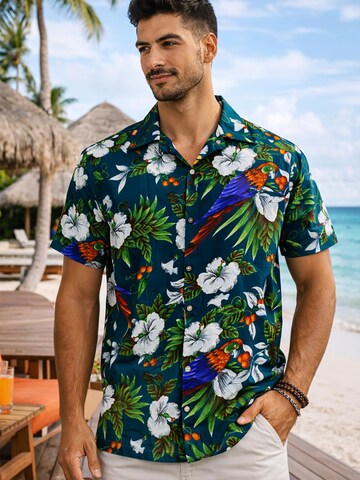 King Kameha Shirt 'Cherryparrot' in Groen