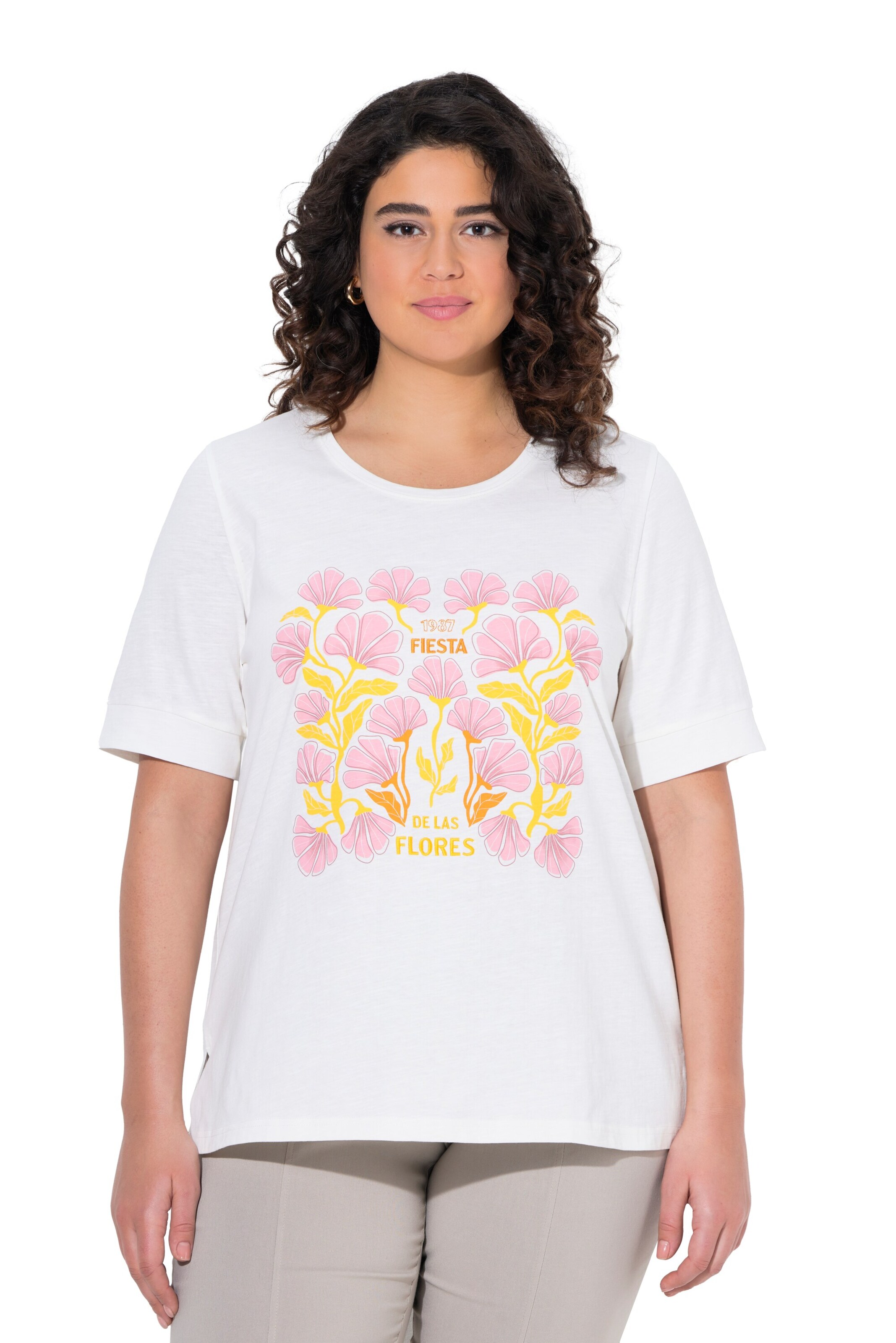 T-shirt Ulla Popken en blanc : devant