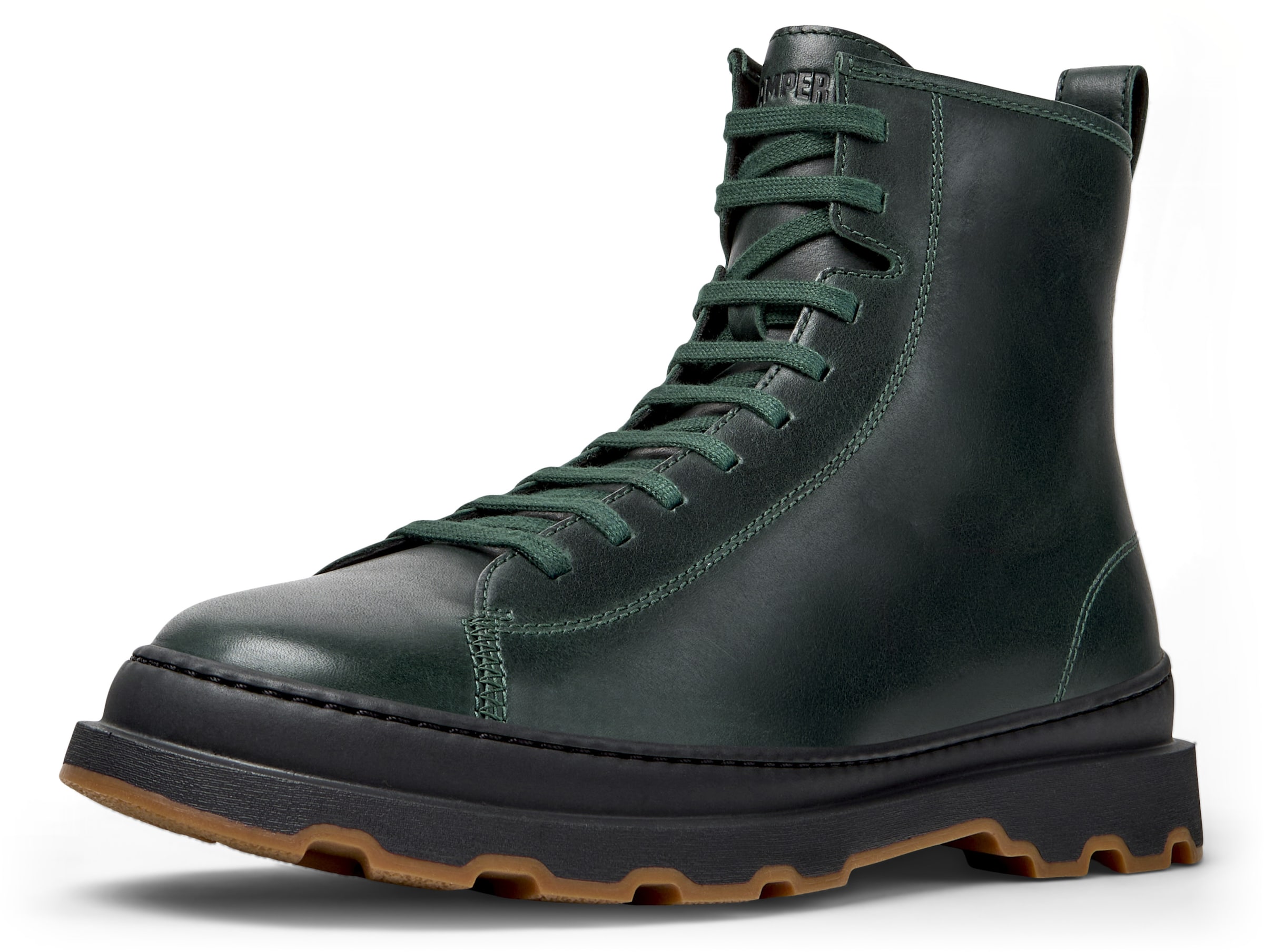 Boots stringati 'Brutus+' di CAMPER in verde: frontale