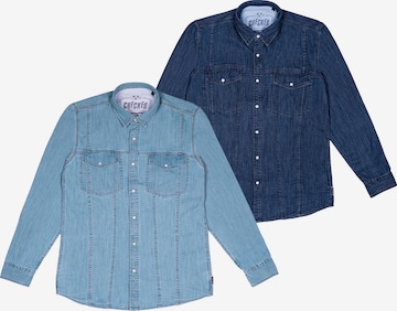 Chemise ' Dynasty Denim ' Checker en bleu : devant